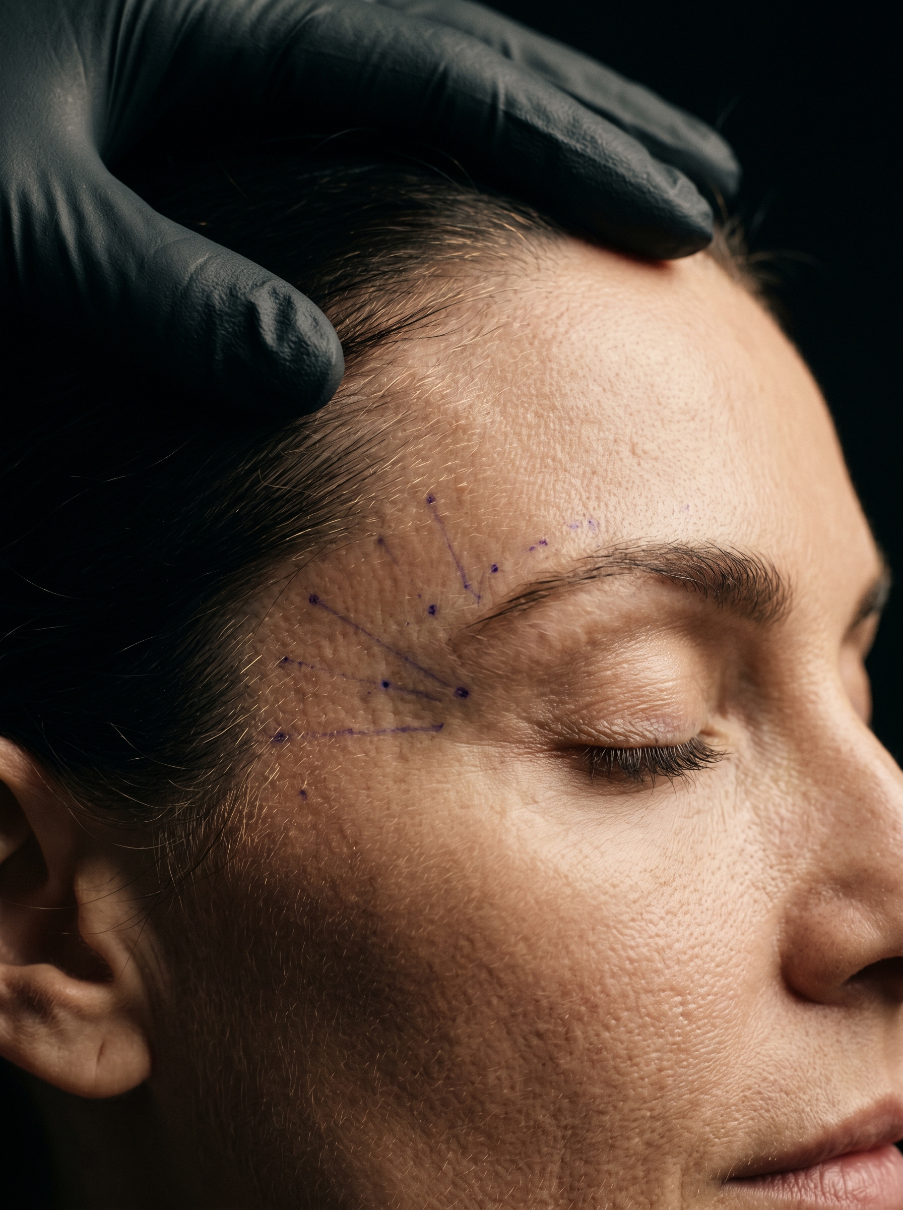 Detalhe sutil da pele após neuromodulação