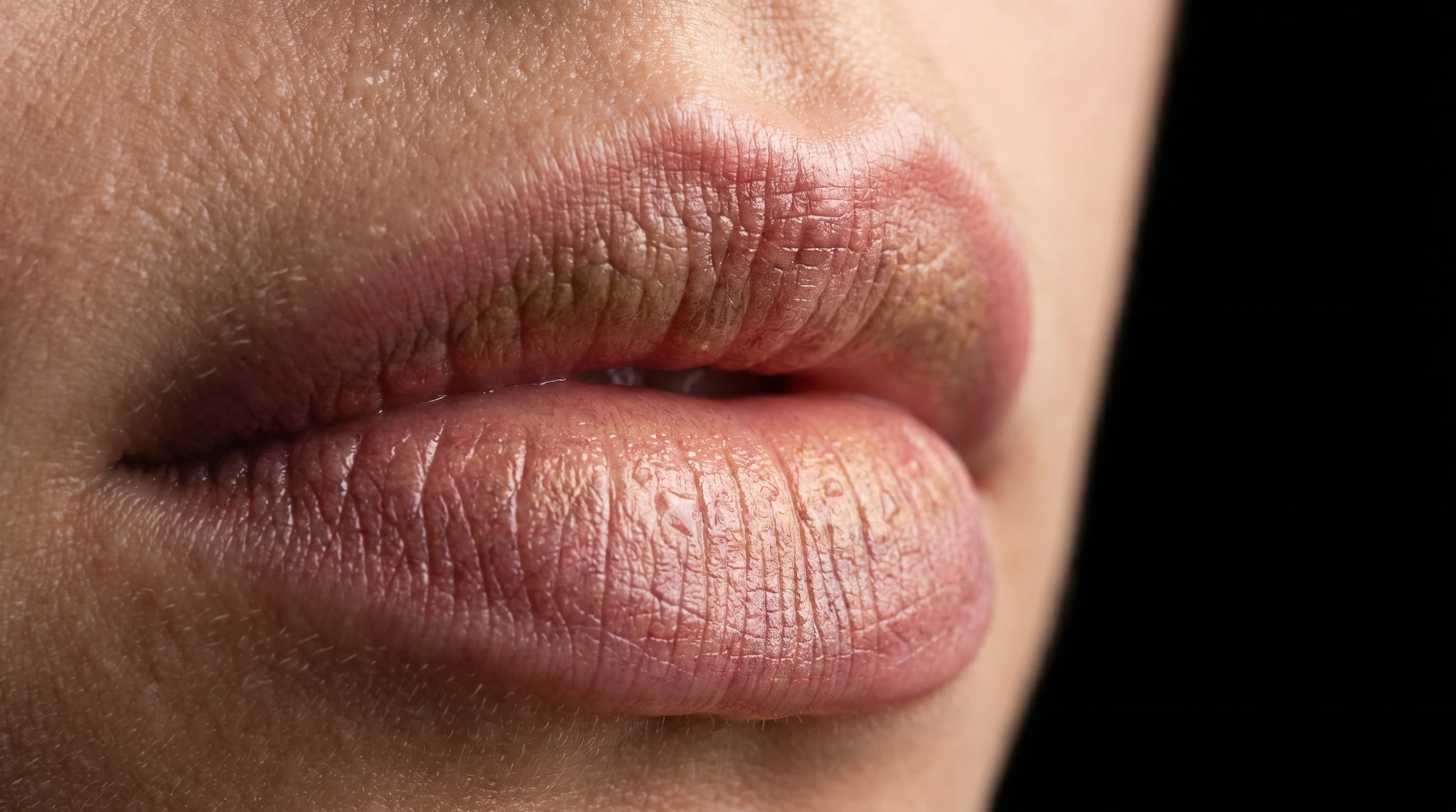 Detalhe macro de revitalização e escultura labial
